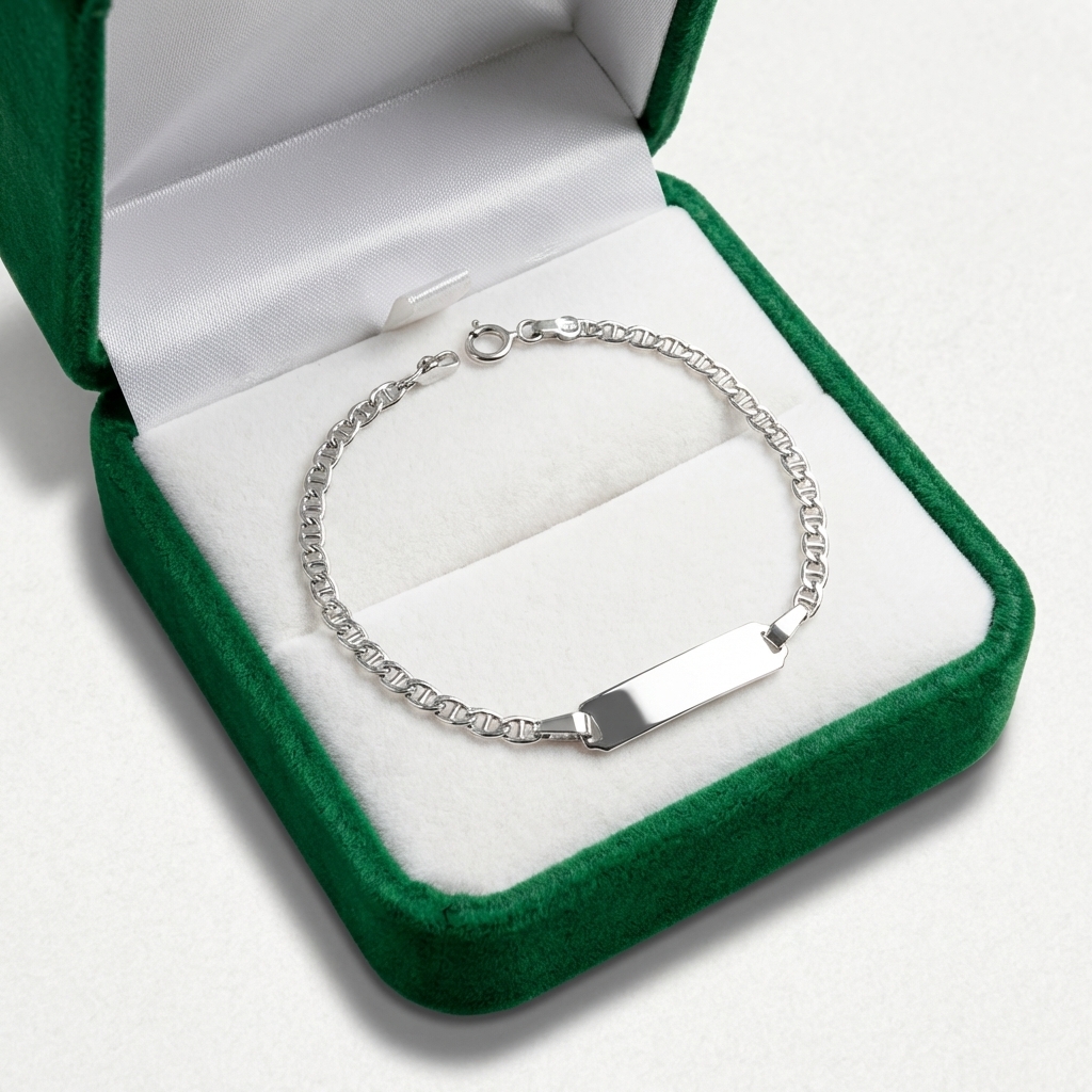 Bracciale bimbo oro bianco con targhetta_3