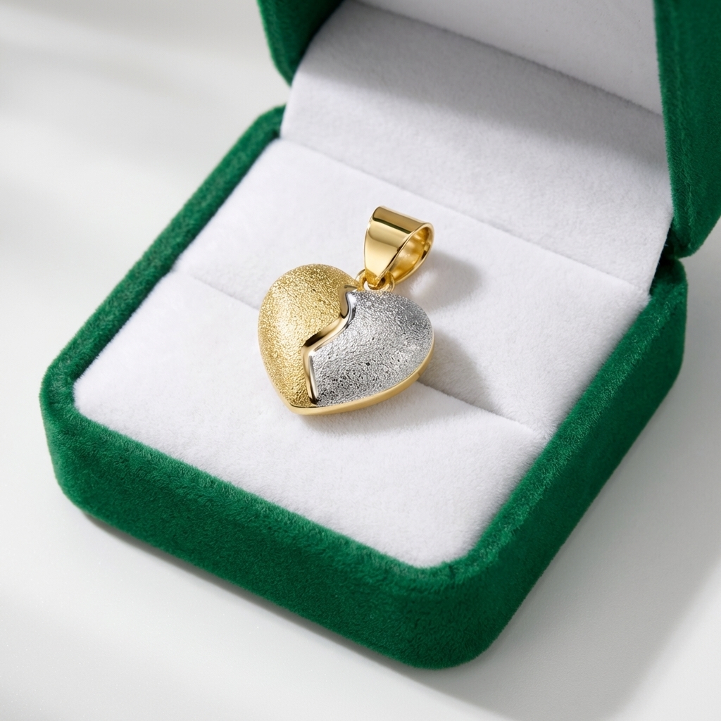 Ciondolo cuore due ori lavorato_3