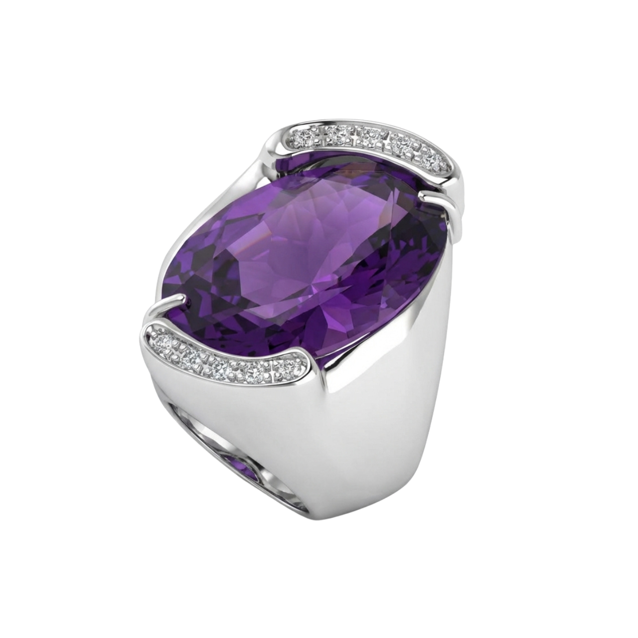 Anello oro bianco con ametista e diamanti_2