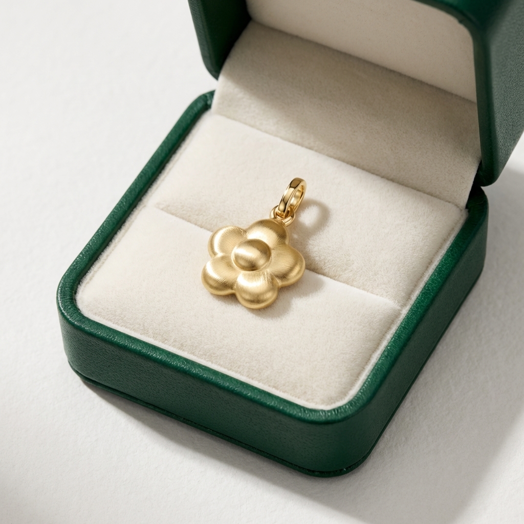 Ciondolo fiore lavorato in oro giallo_3