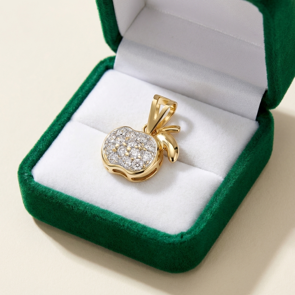 Ciondolo mela due ori con zirconi_3