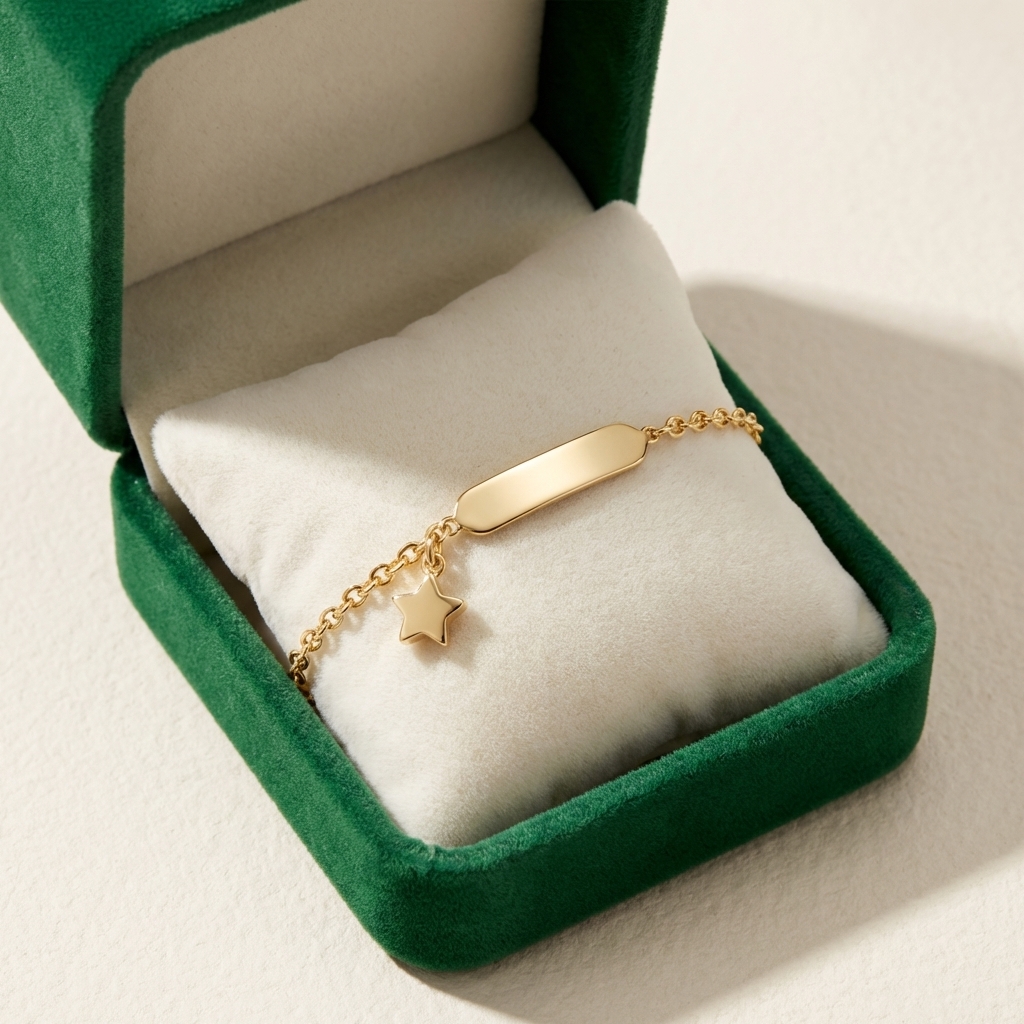 Bracciale bimbo con traghetta e stellina in oro giallo_4