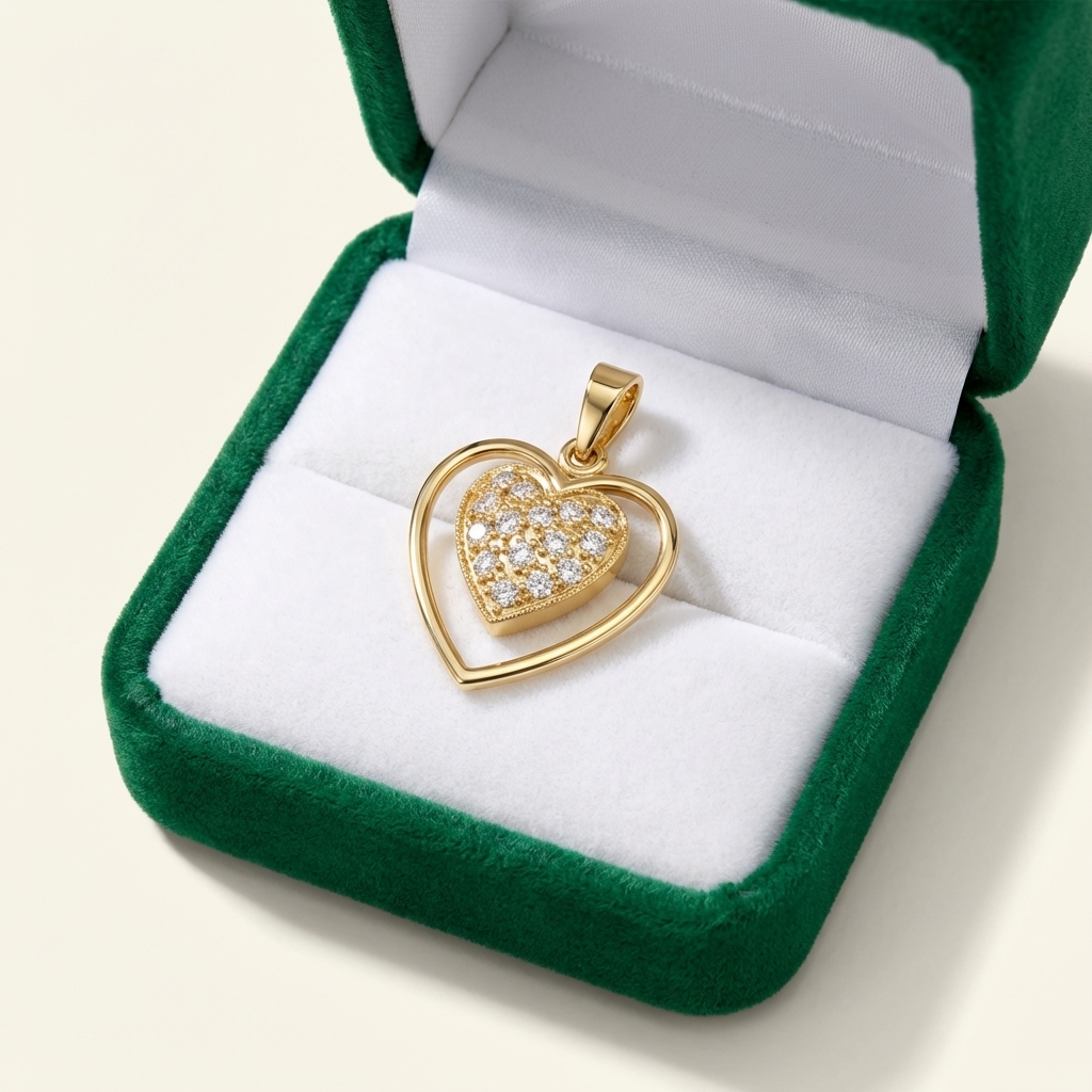 Ciondolo cuore in oro giallo con zirconi_3
