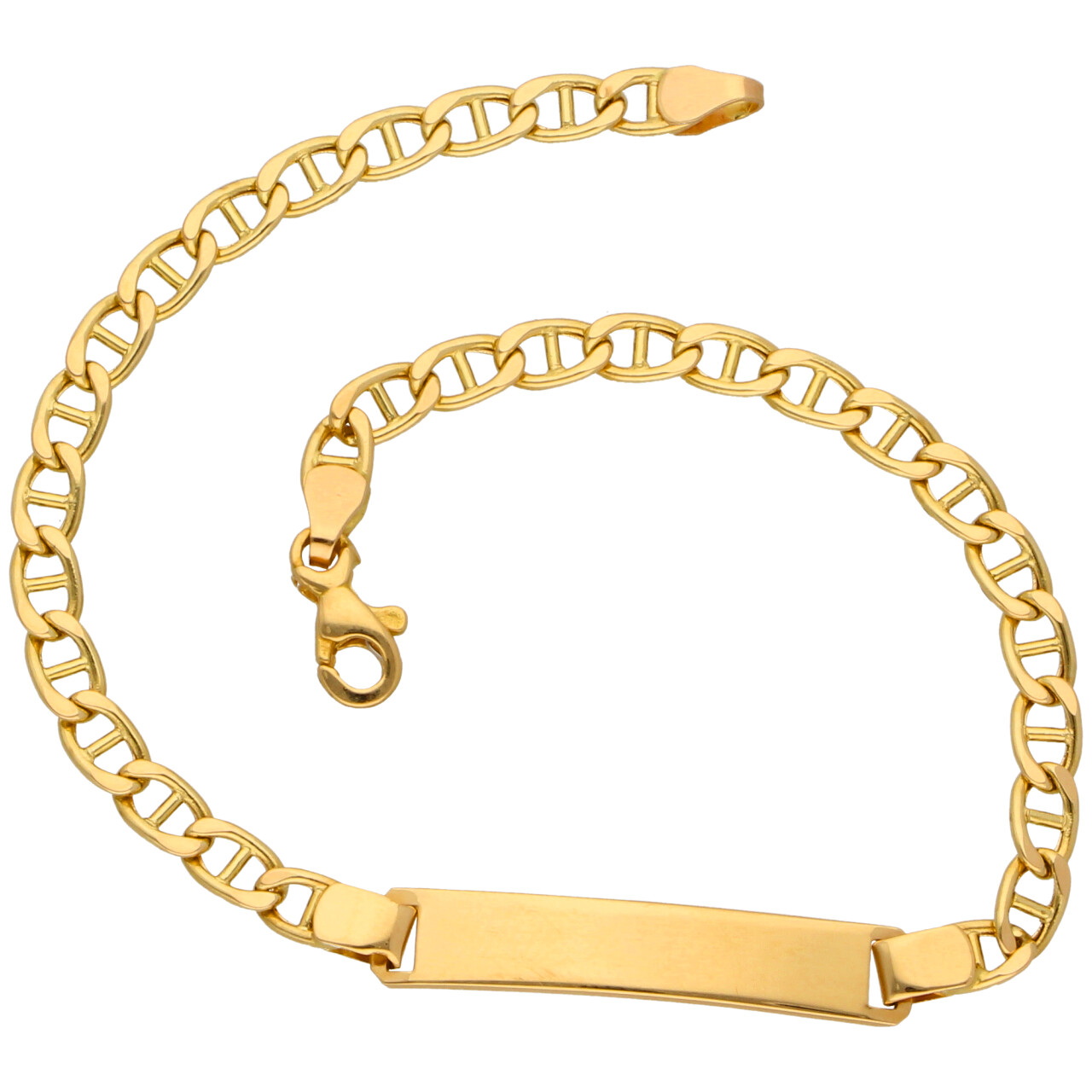 Bracciale con targhetta in oro giallo maglia marinara_2
