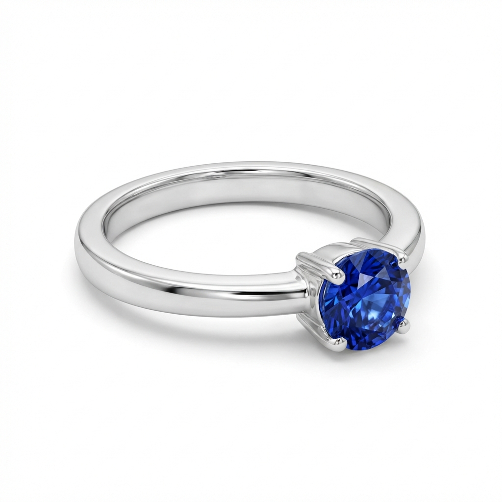 Anello oro bianco con gemma blu_3