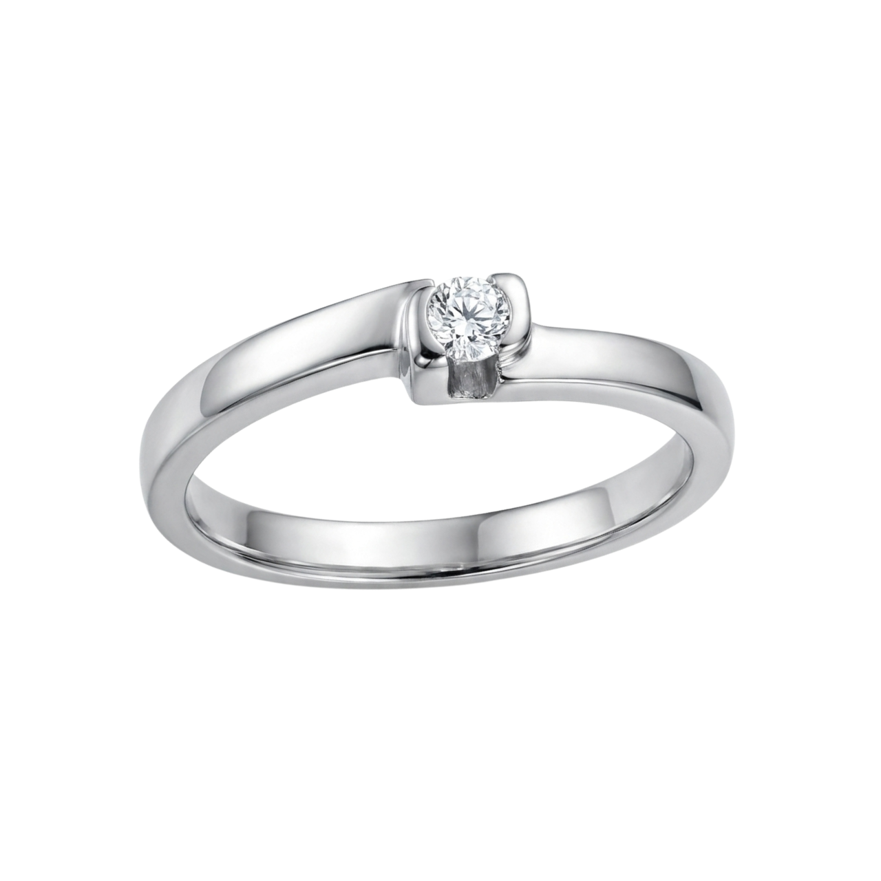 Solitärring „Contrarie“ aus Weißgold mit Diamant
