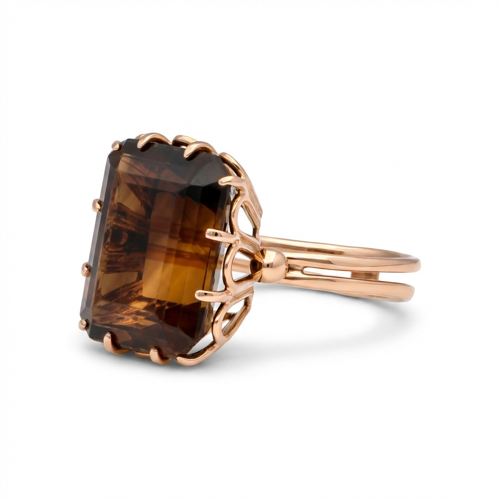 Anello oro giallo con quarzo morione_2