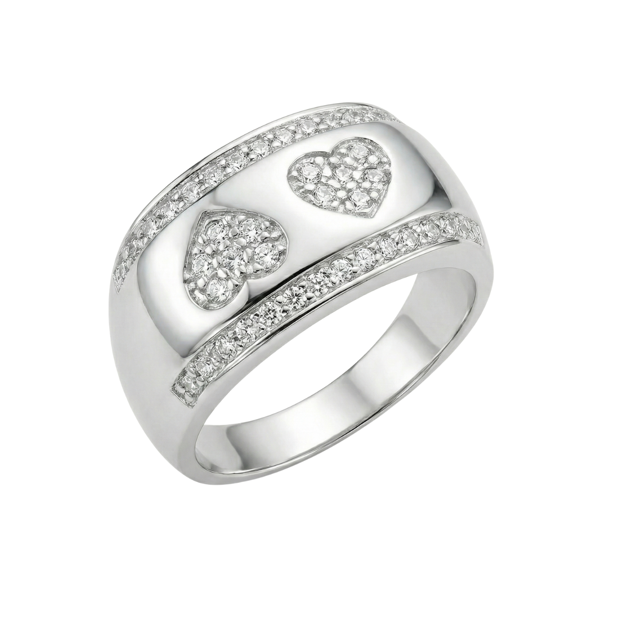 Anello oro bianco con cuori di zirconi_2