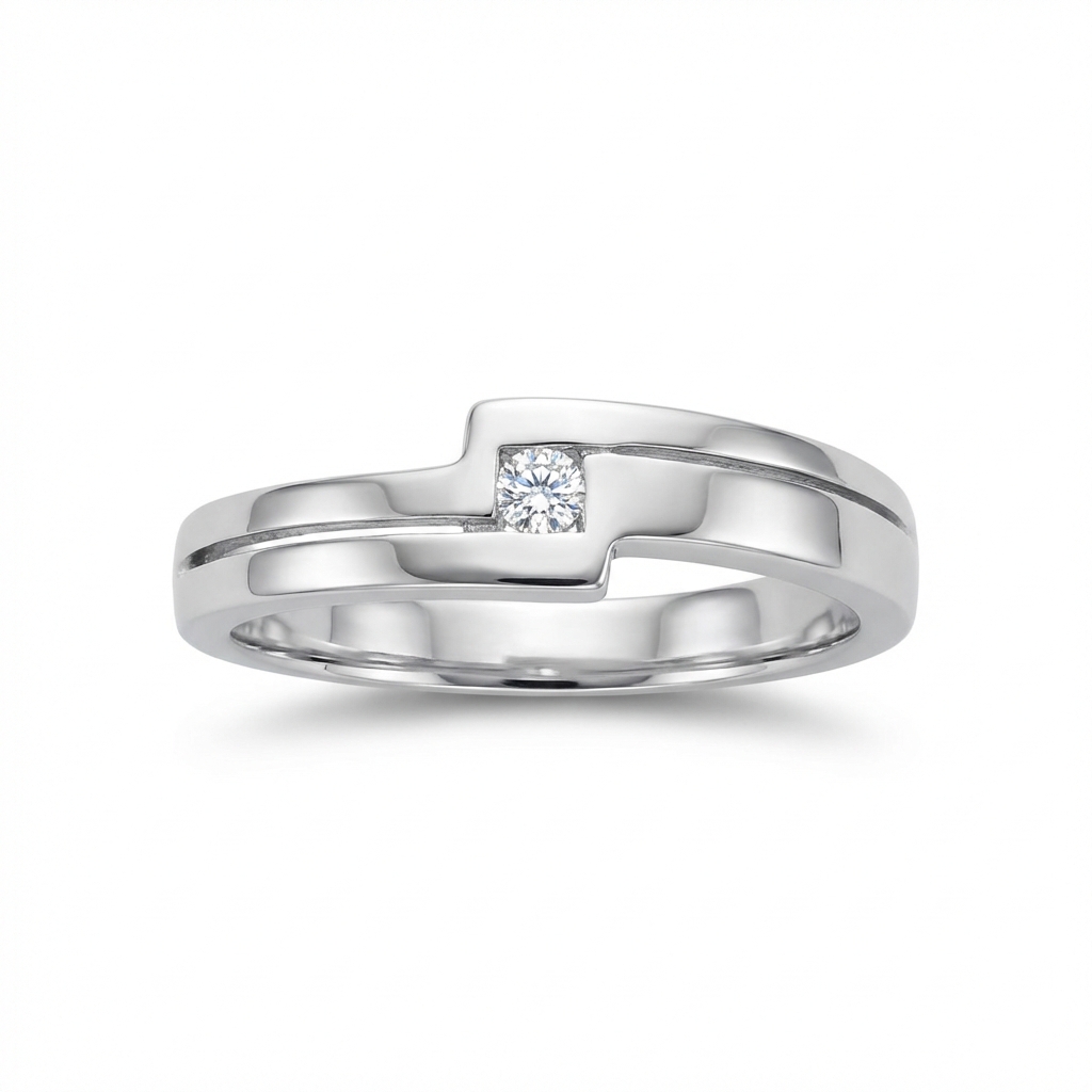 Anello solitario con diamante in oro bianco_2