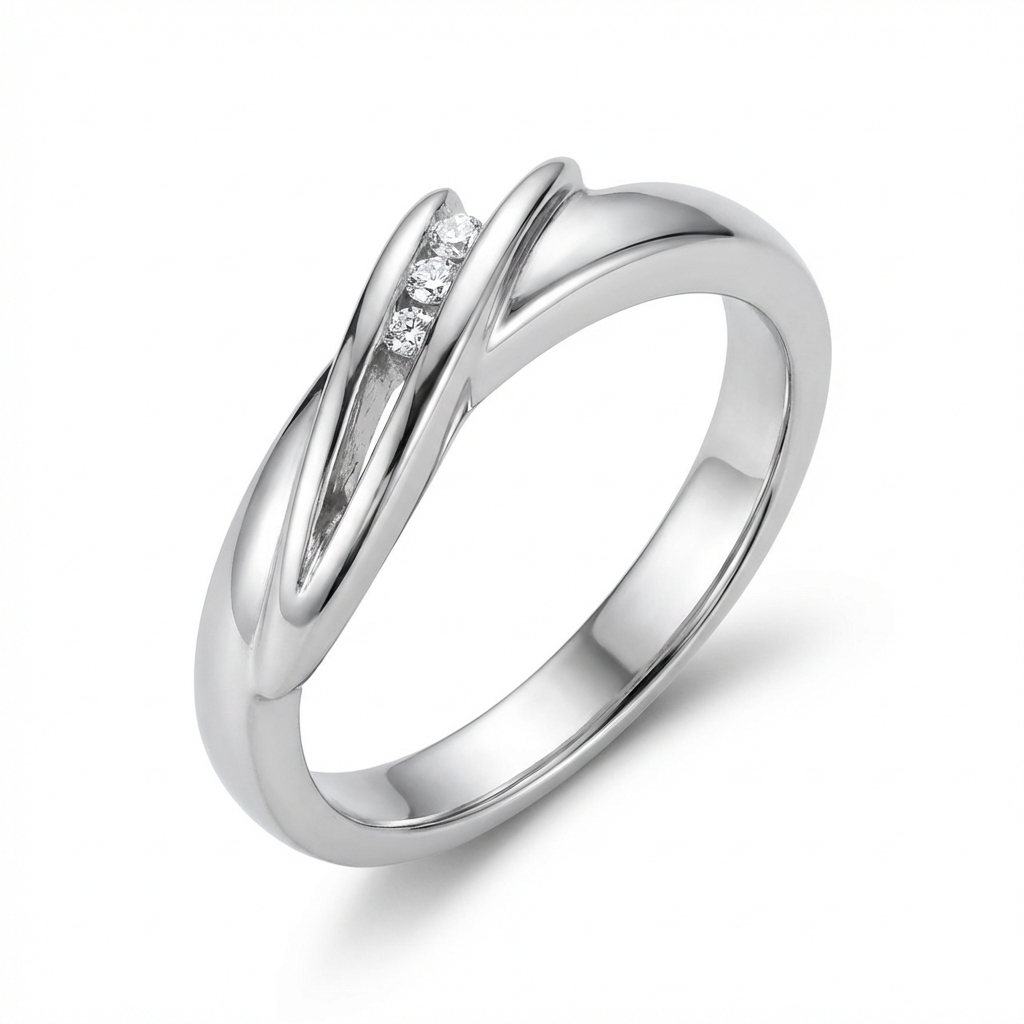 Anello con 3 diamantini oro bianco_2