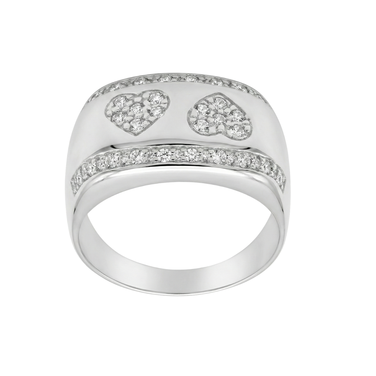 Anello oro bianco con cuori di zirconi_1