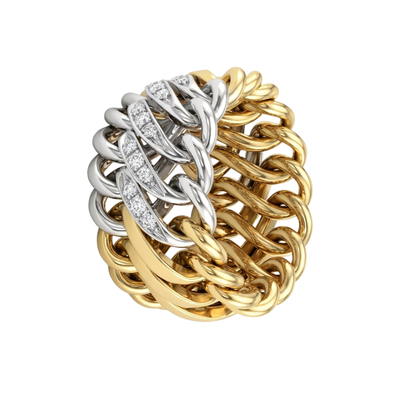 Anello maglia due ori con diamanti_2