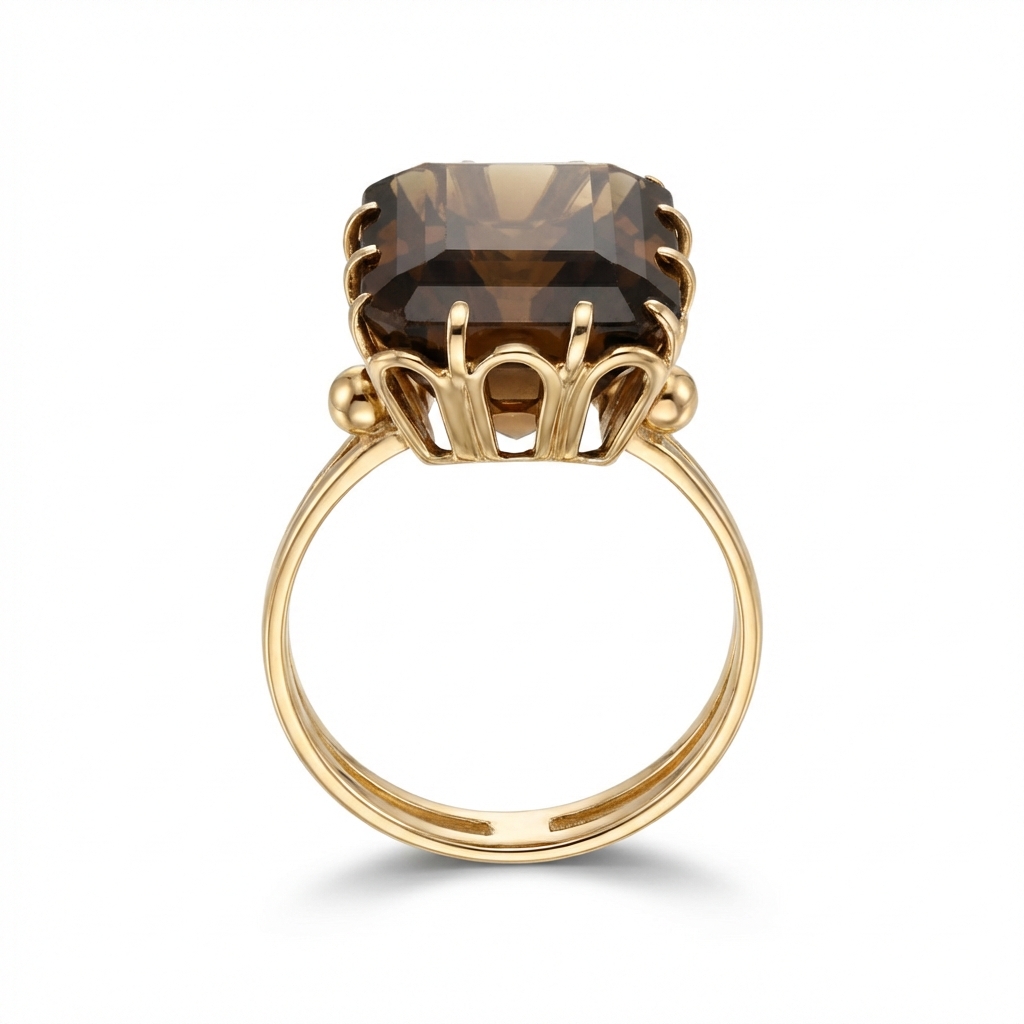 Anello oro giallo con quarzo morione_4