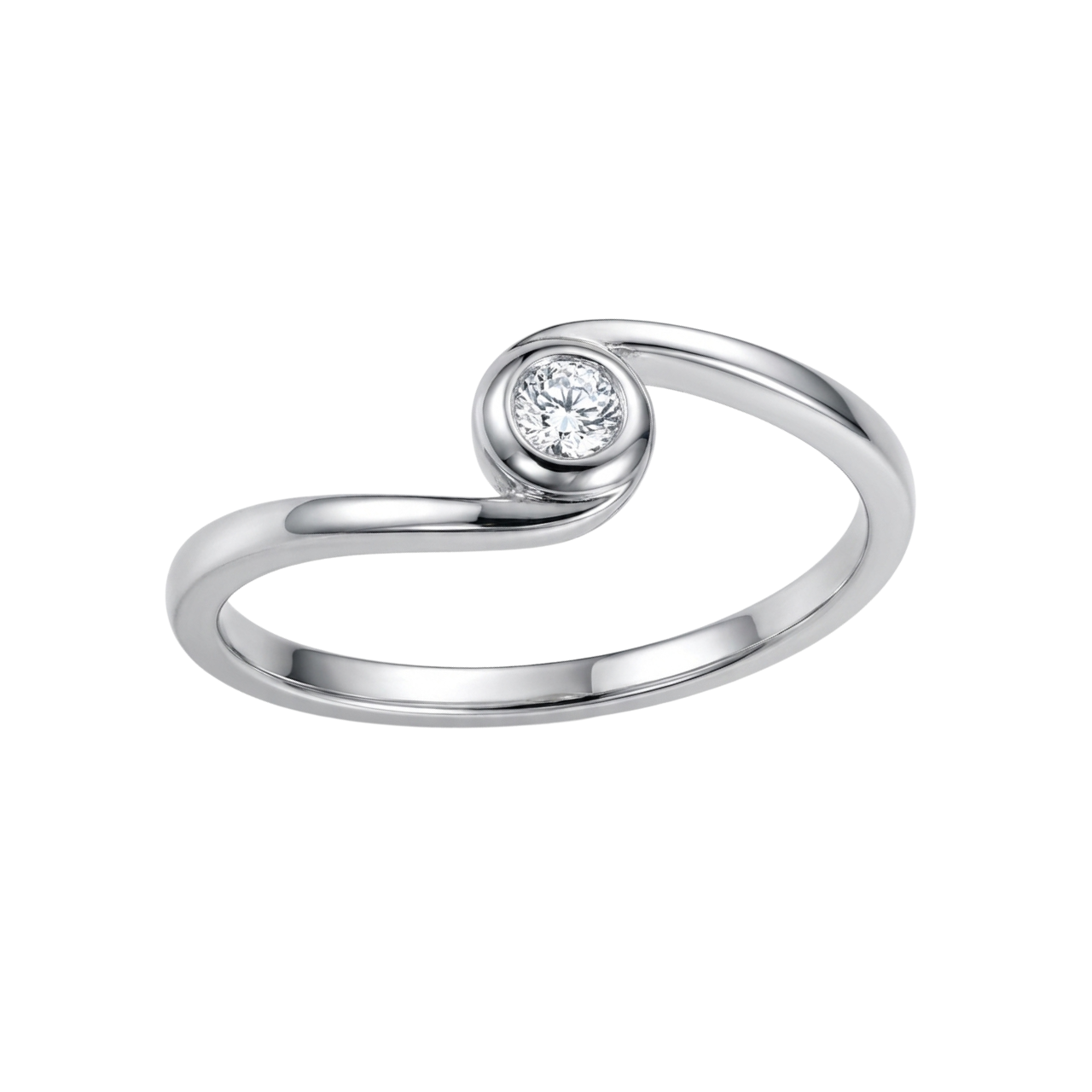 Anello contrarie' in oro bianco con diamante_1