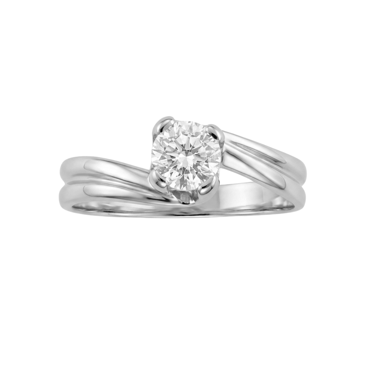 Solitärring „Contrarie“ aus Weißgold mit Zirkon