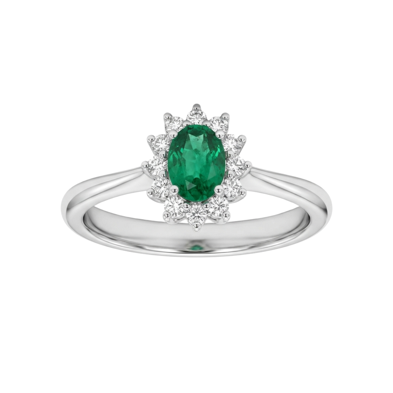 Anello oro bianco con smerlado e diamanti_2