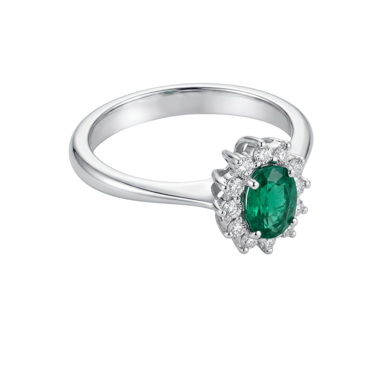 Anello oro bianco con smerlado e diamanti_3