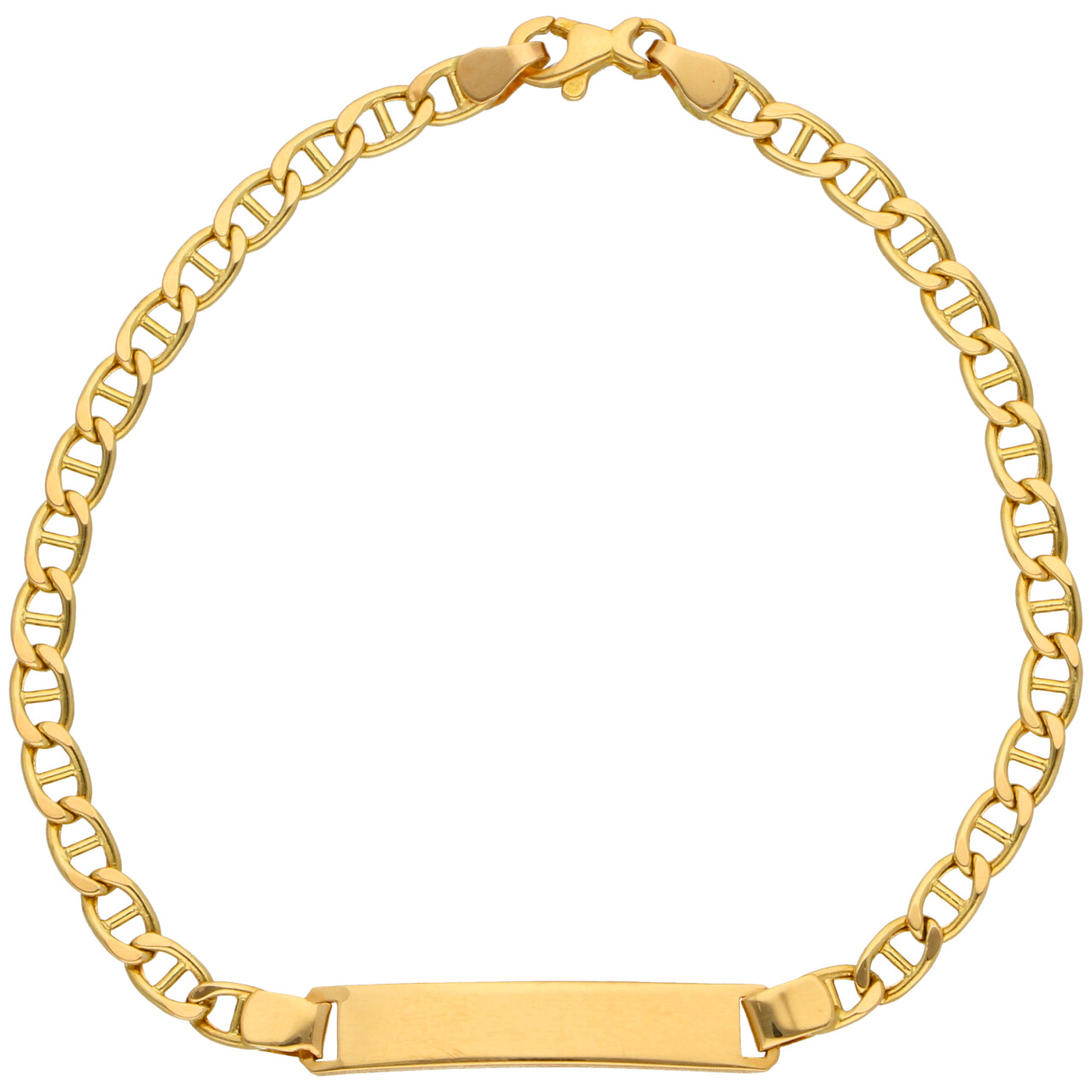 Armband mit Plakette aus Gelbgold im Mariner-Gliederdesign