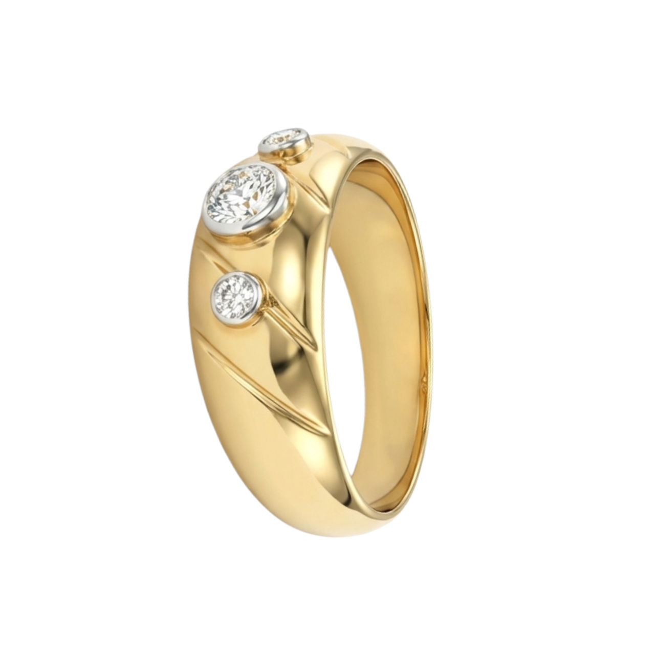 Anello a fascia in oro giallo con diamanti_2