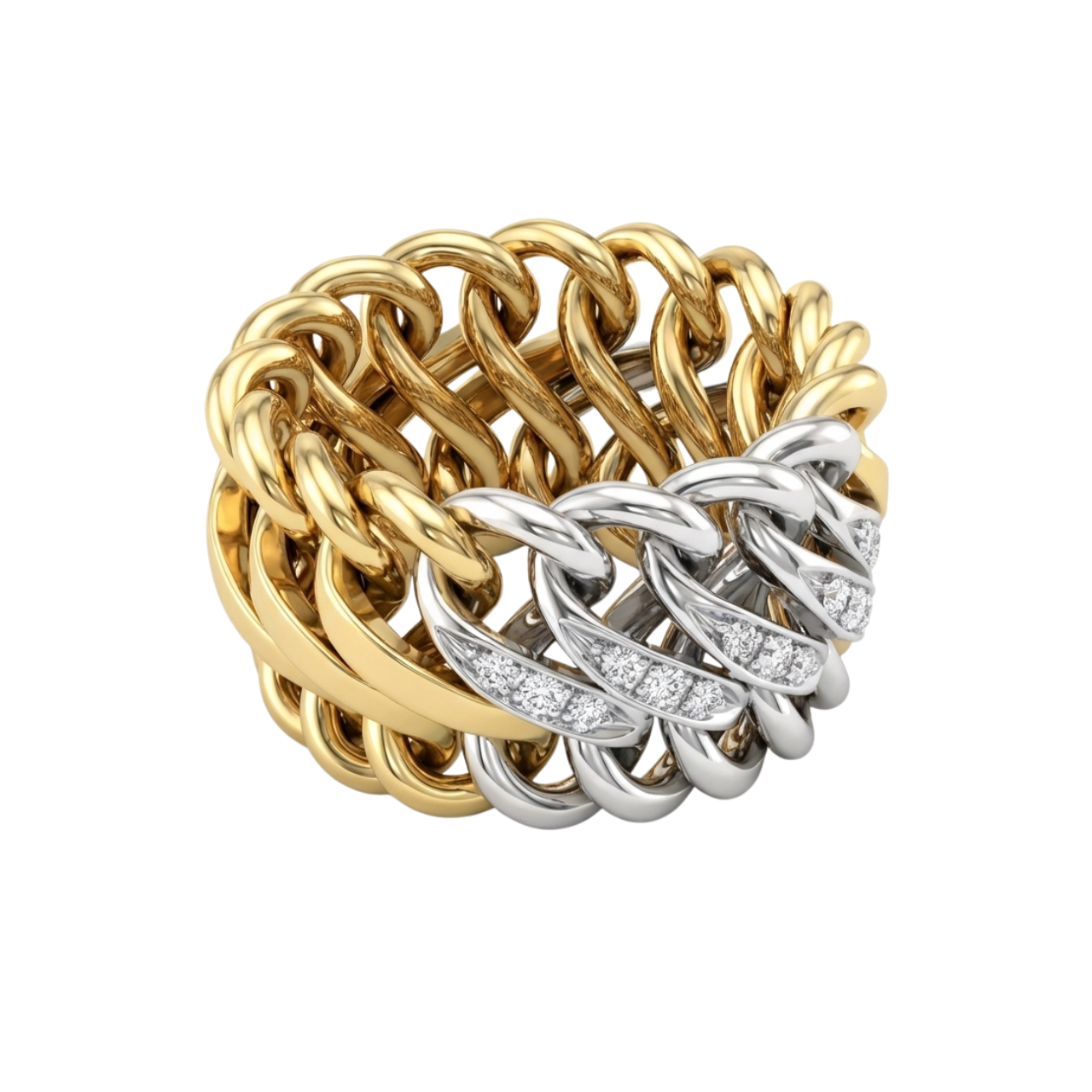 Anello maglia due ori con diamanti_3