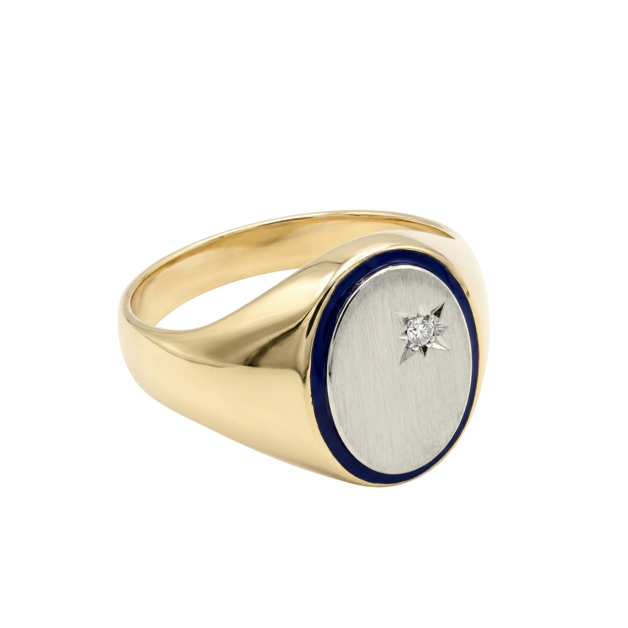 Anello sigillo oro giallo e bianco con diamante_3