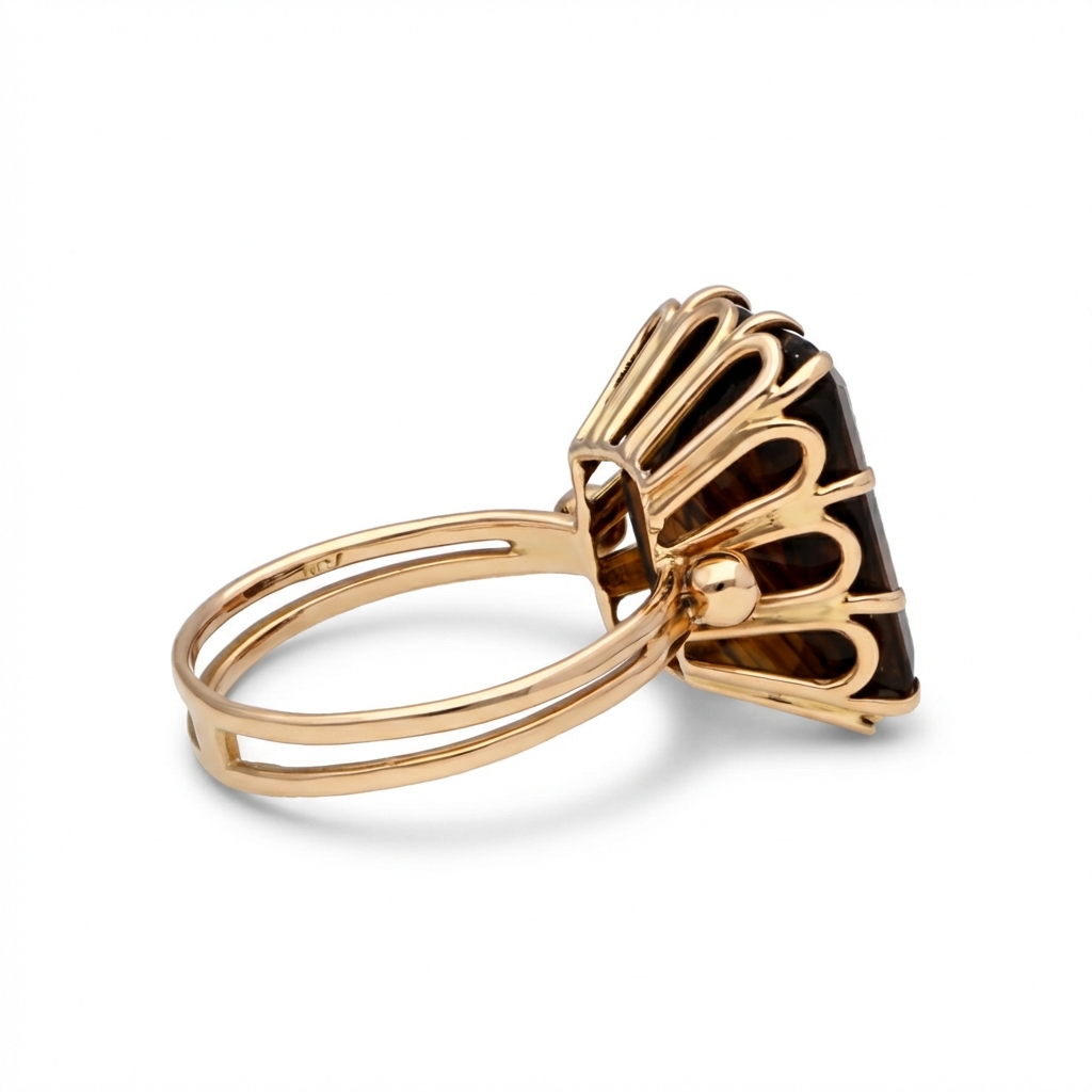 Anello oro giallo con quarzo morione_3