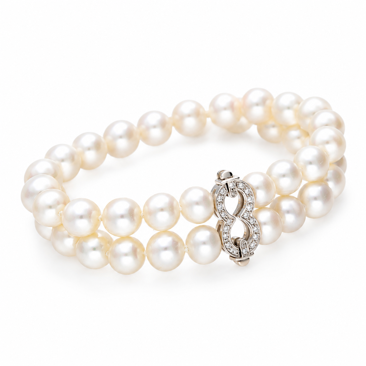 Bracciale con perle e diamanti in oro bianco_3