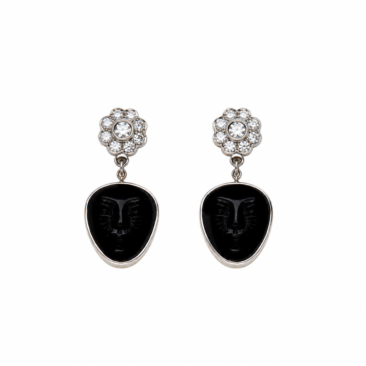 Orecchini in oro bianco con onice e diamanti_1