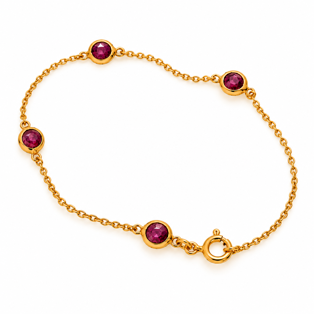 Bracciale in oro giallo con gemme rosse_2