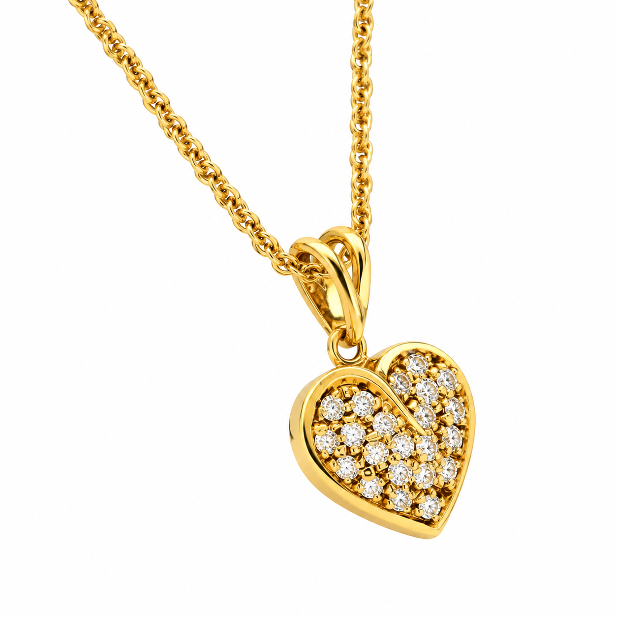 Ciondolo cuore in oro giallo con diamantini_2
