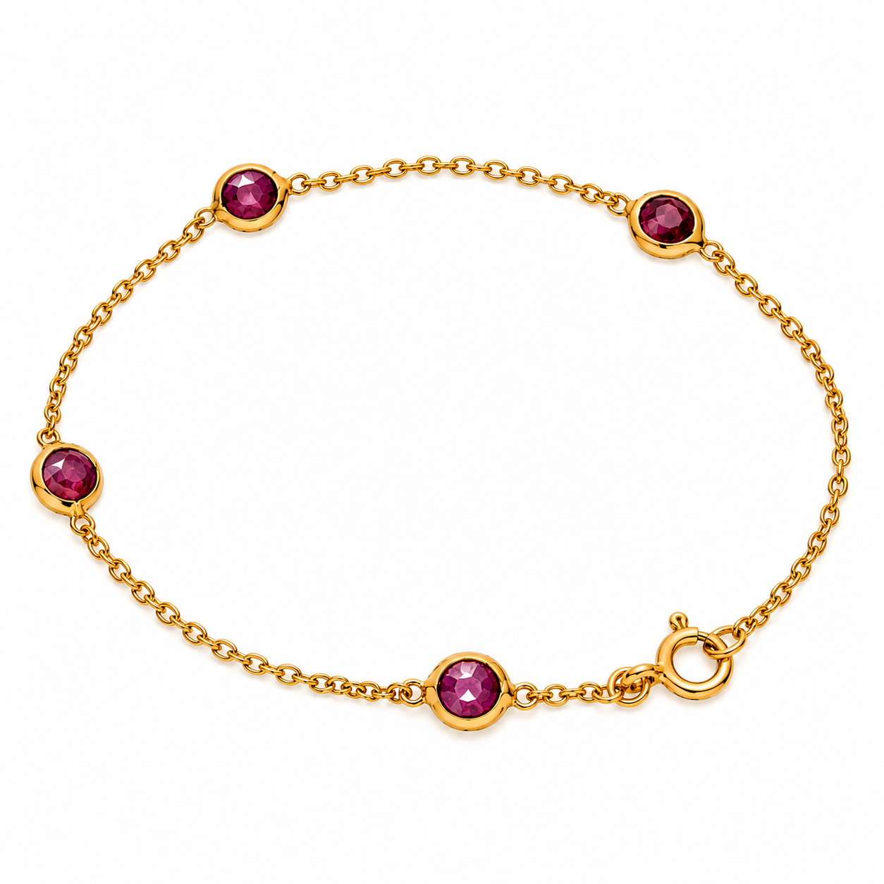 Bracciale in oro giallo con gemme rosse_1