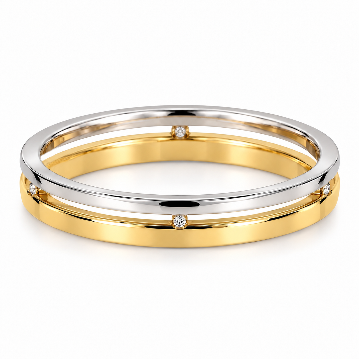 Ring aus zwei Goldfarben mit Diamantchen