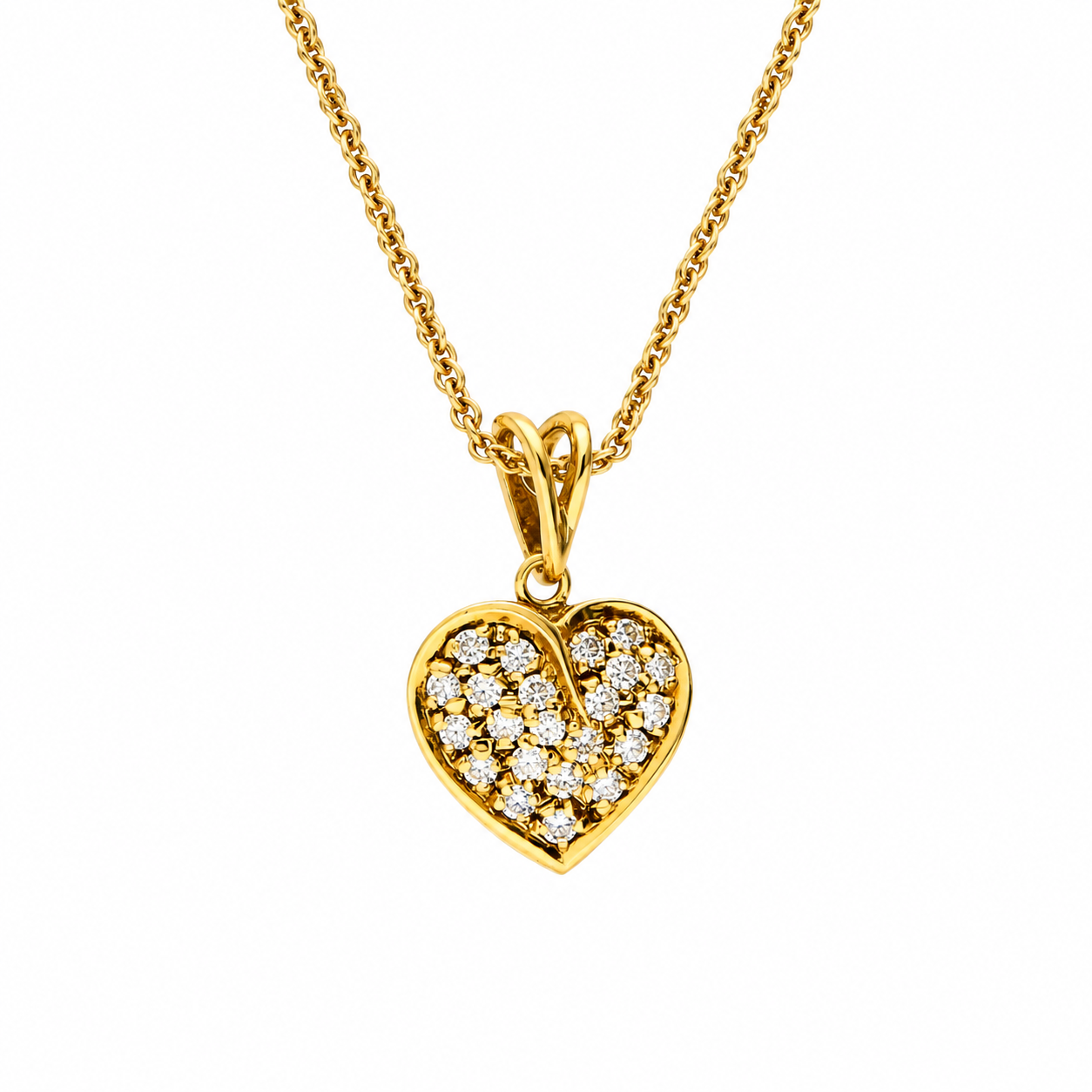 Ciondolo cuore in oro giallo con diamantini_1