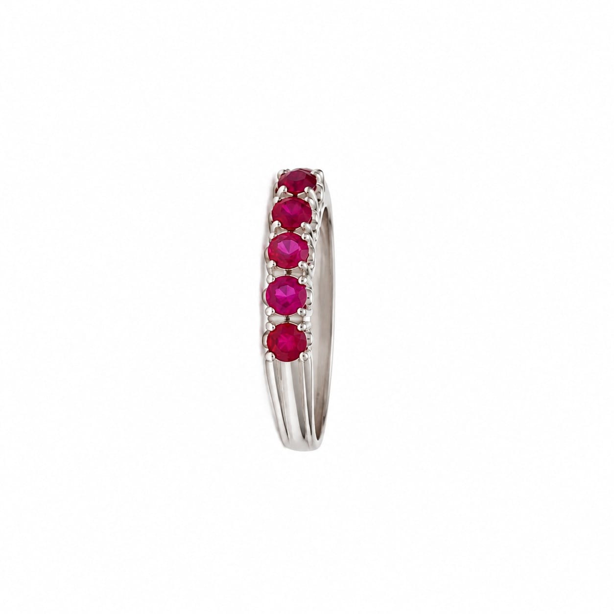 Anello veretta in oro bianco con rubini_3