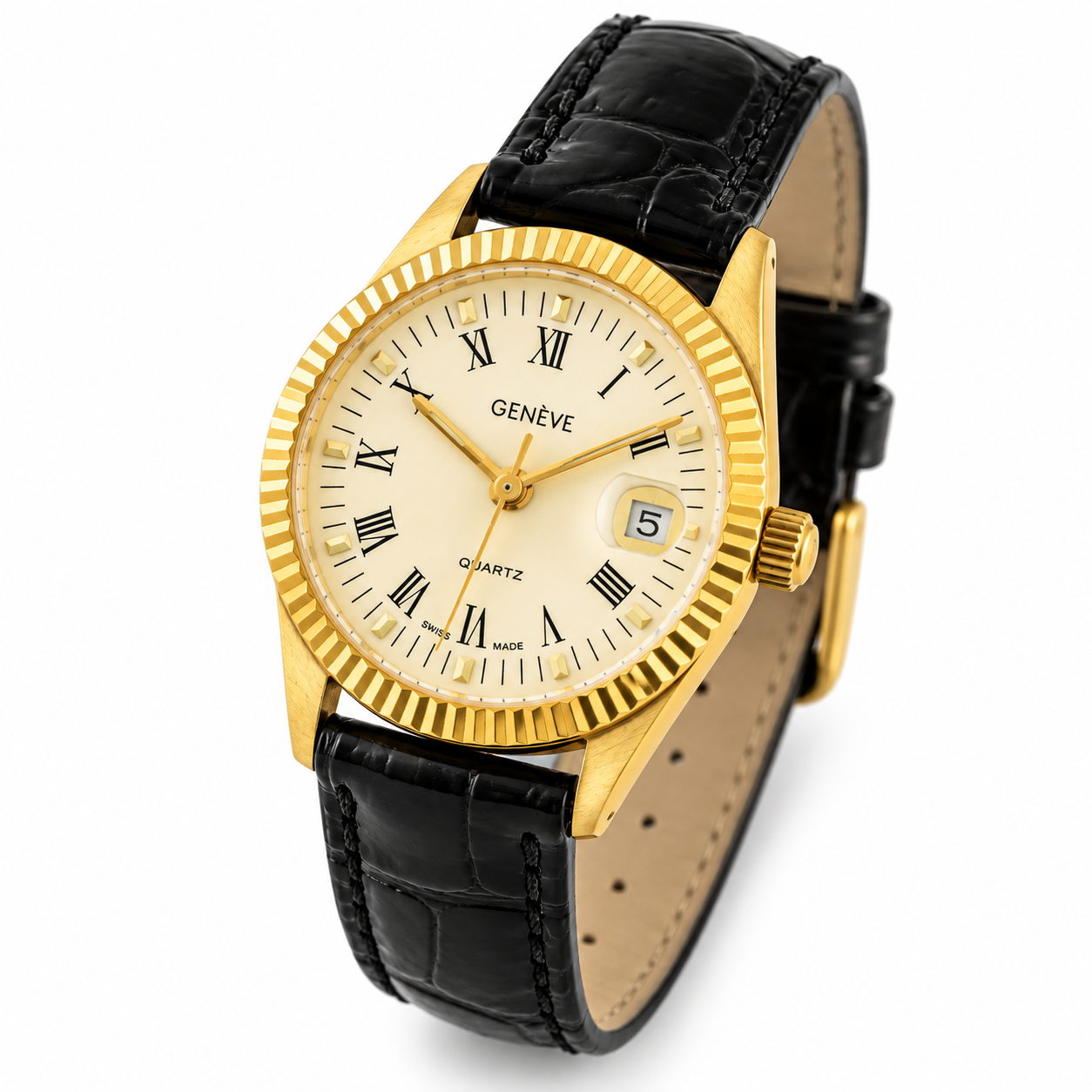 Armbanduhr „Geneve“ mit Quarzwerk aus Gold 750/1000