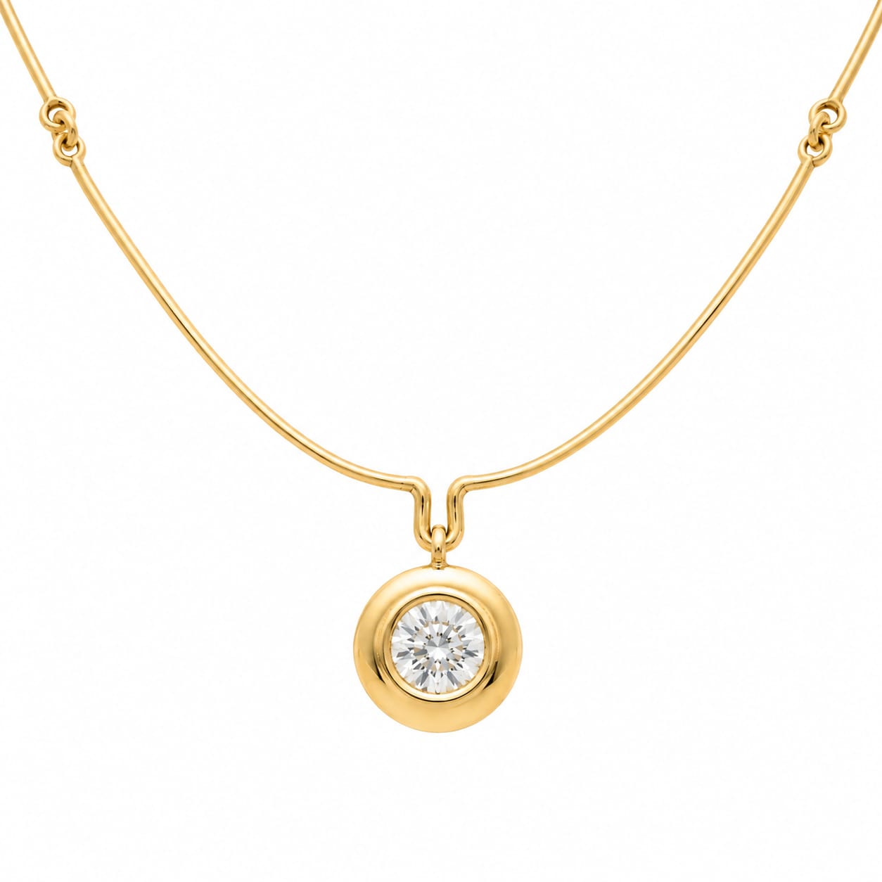 Collana semi rigida in oro giallo con ciodolo in diamante_1