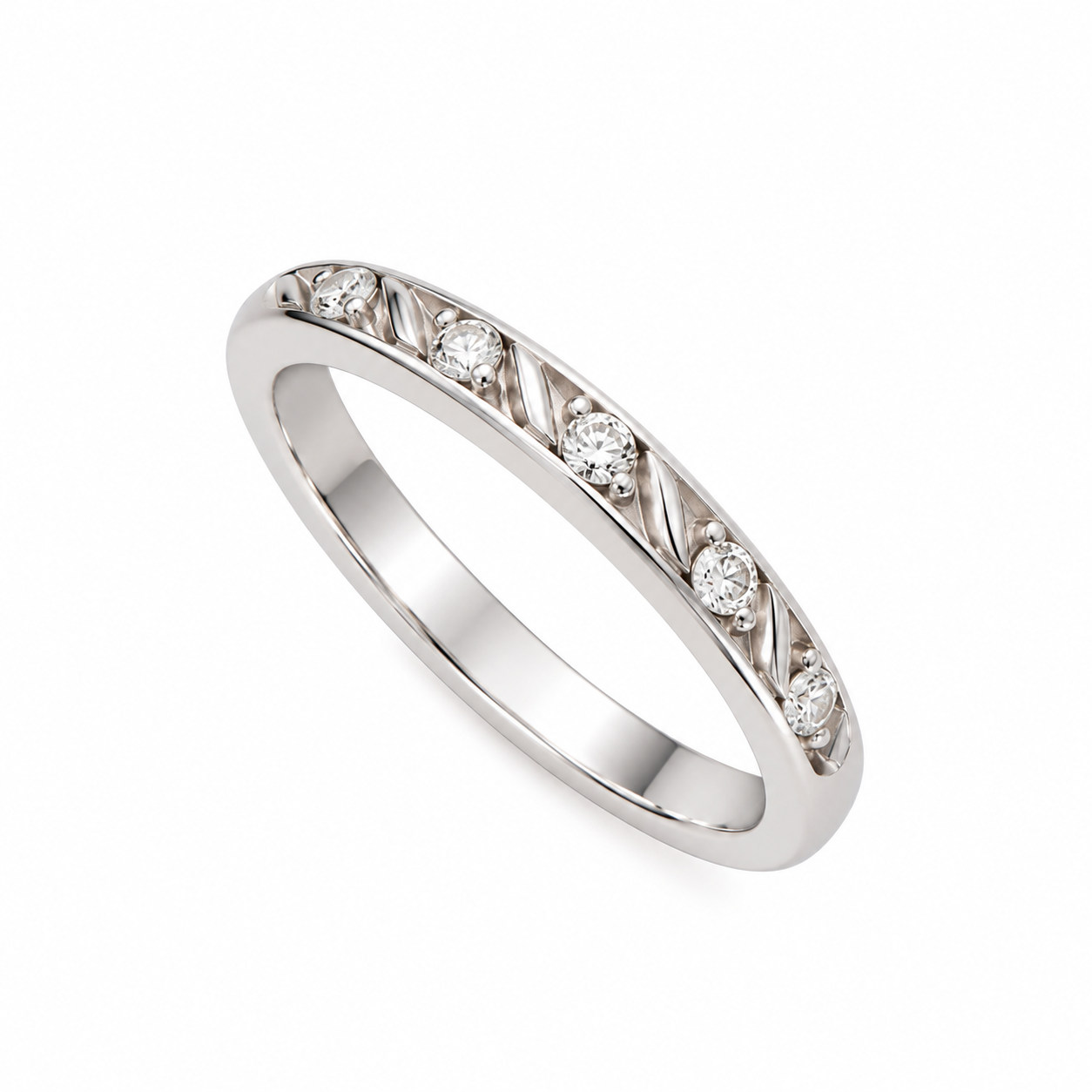 Anello in oro bianco con diamanti ct 0.14 vs1 j_1