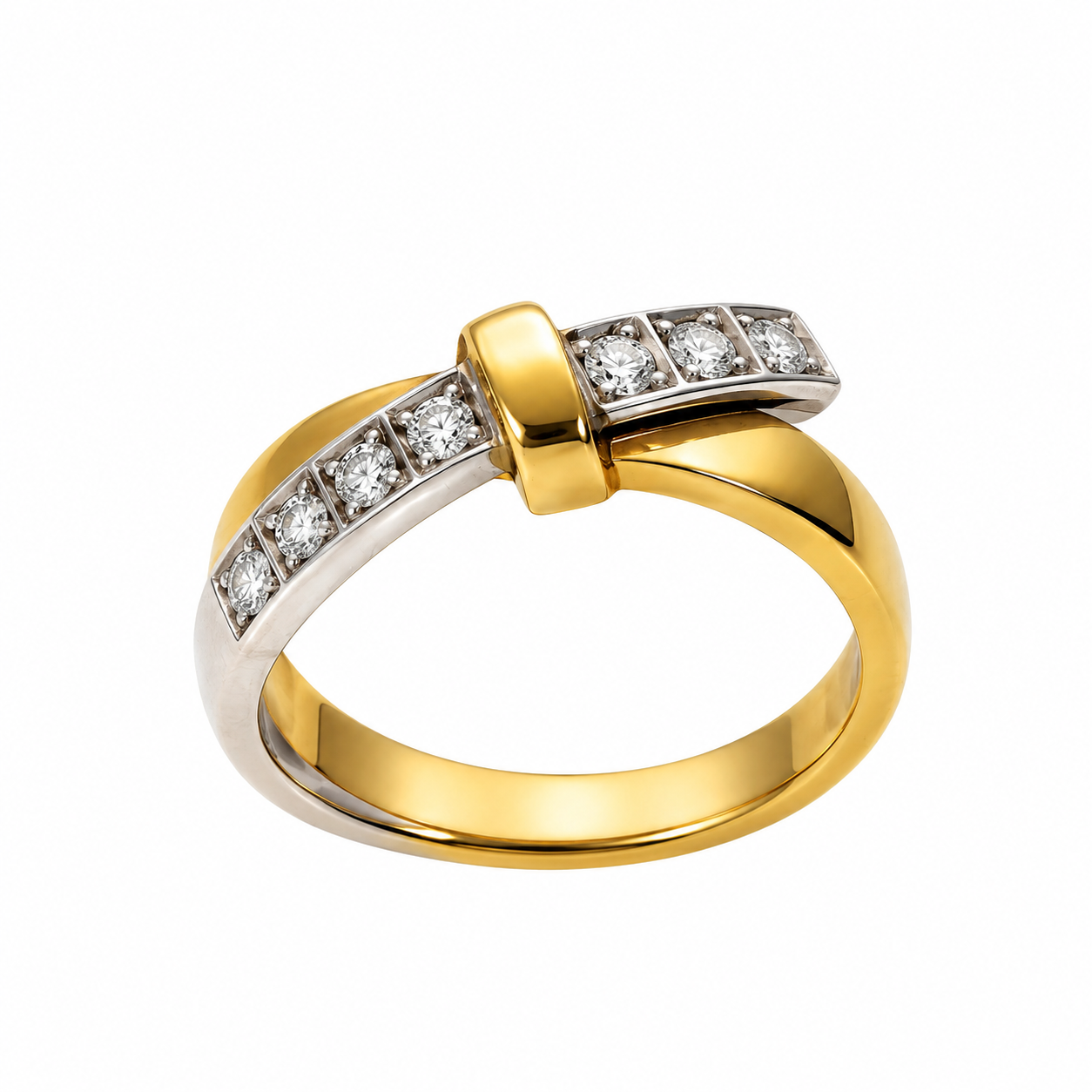 Anello due ori con intreccio di diamanti_2