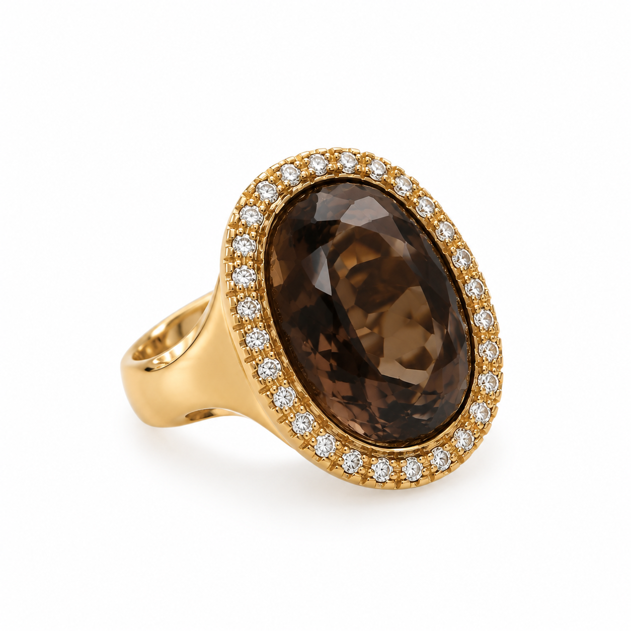 Anello oro giallo con diamantini e quarzo morione_2