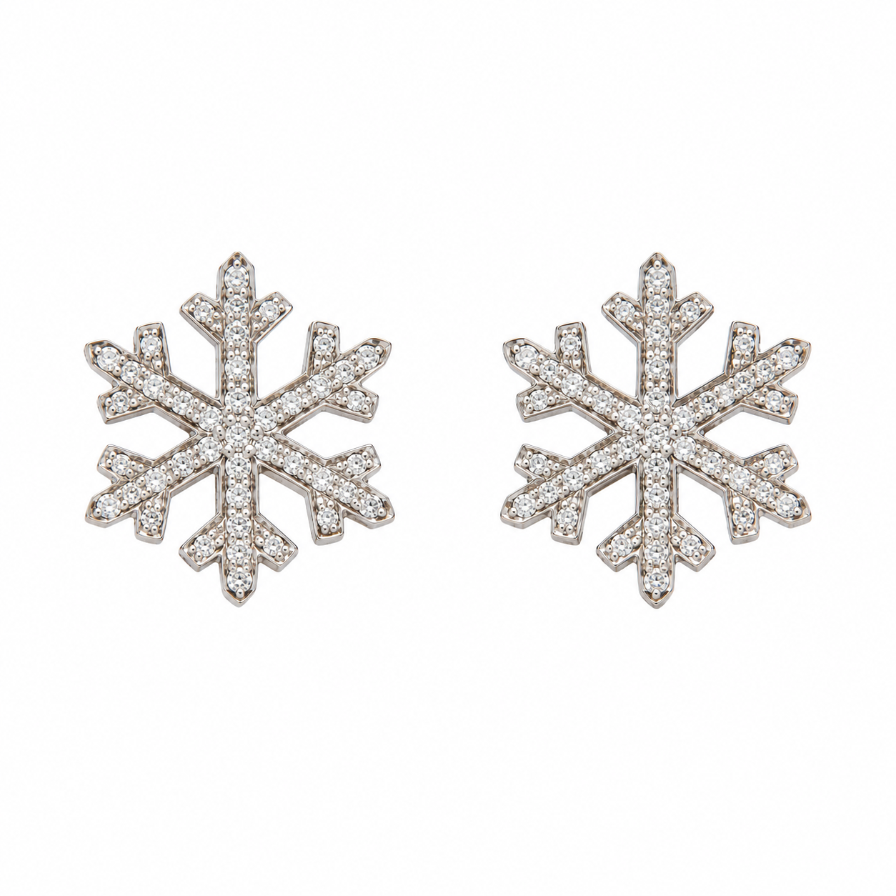 COPPIA ORECCHINI IN ORO BIANCO A FORMA DI FIOCCO DI NEVE