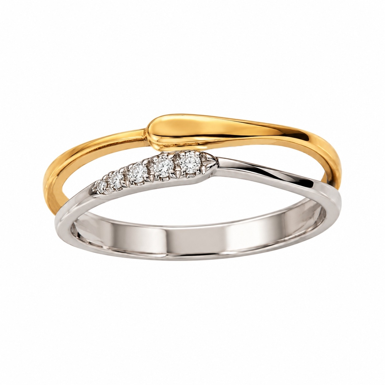 Anello in oro giallo e bianco con diamantini_1