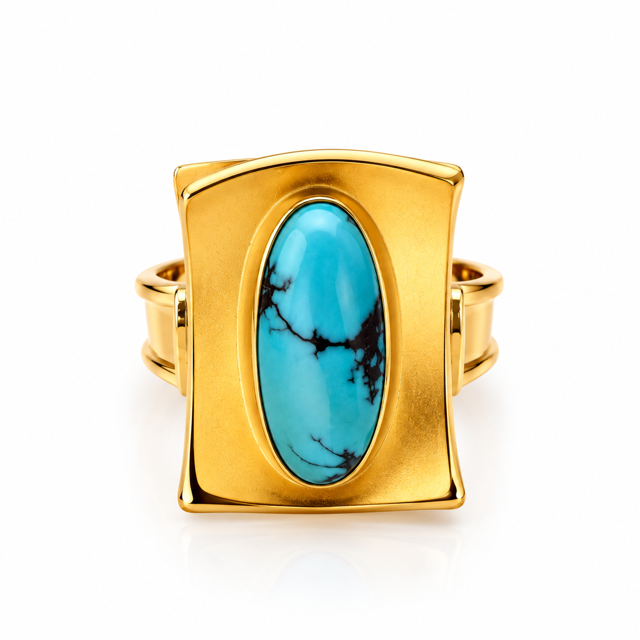 Ring aus Gelbgold mit Türkis-Edelstein