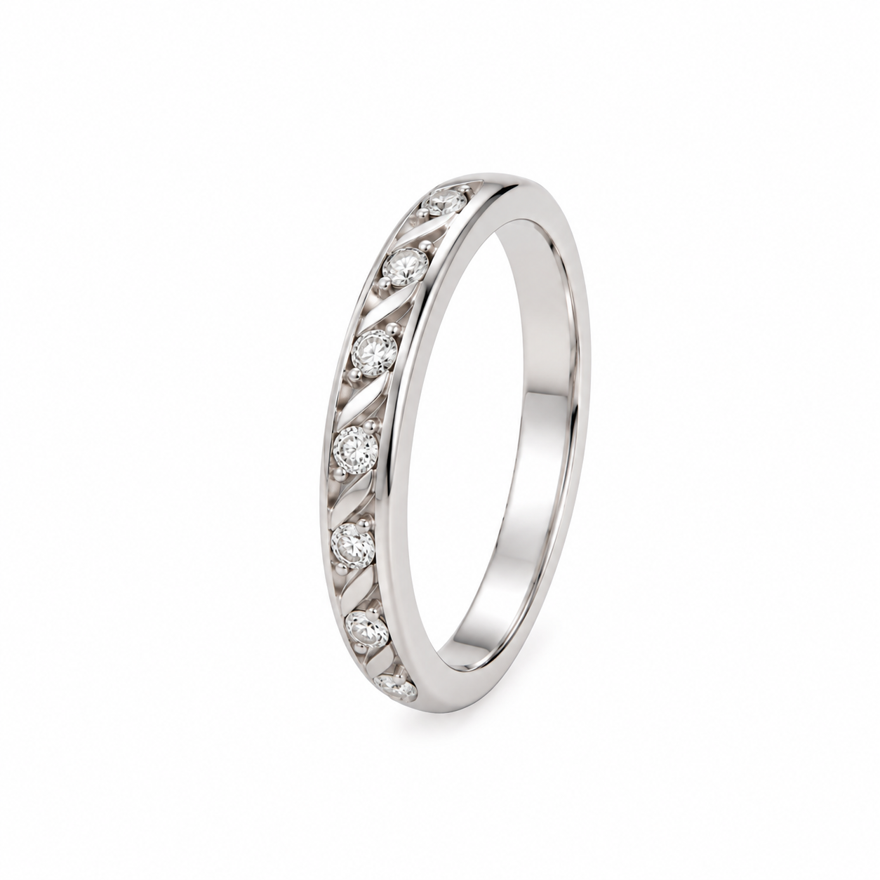 Anello in oro bianco con diamanti ct 0.14 vs1 j_3