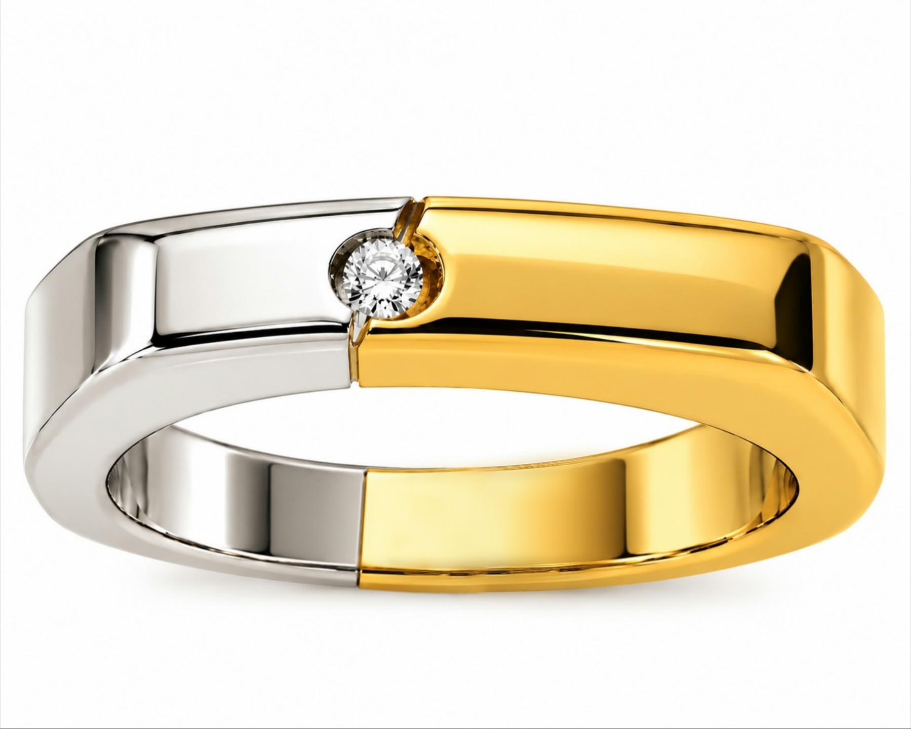 Ring aus Gelbgold und Weißgold mit Diamant