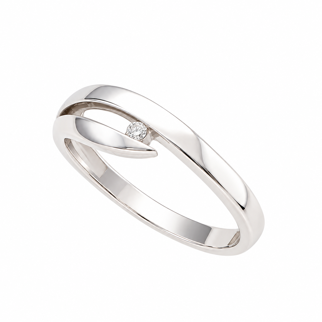 Anello in oro bianco con diamantino 0.02 ct_2