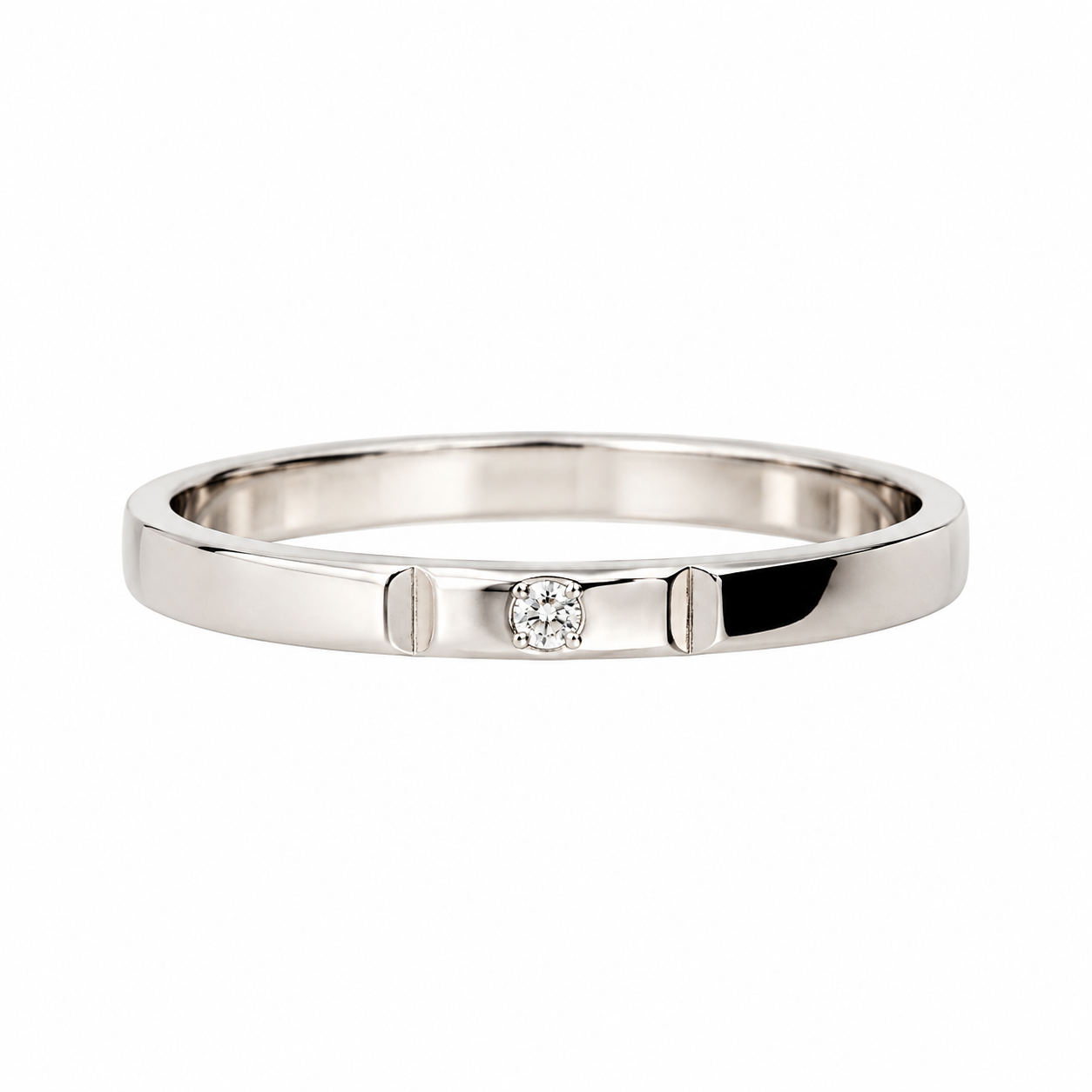 Ring aus Weißgold mit kleinem Diamanten